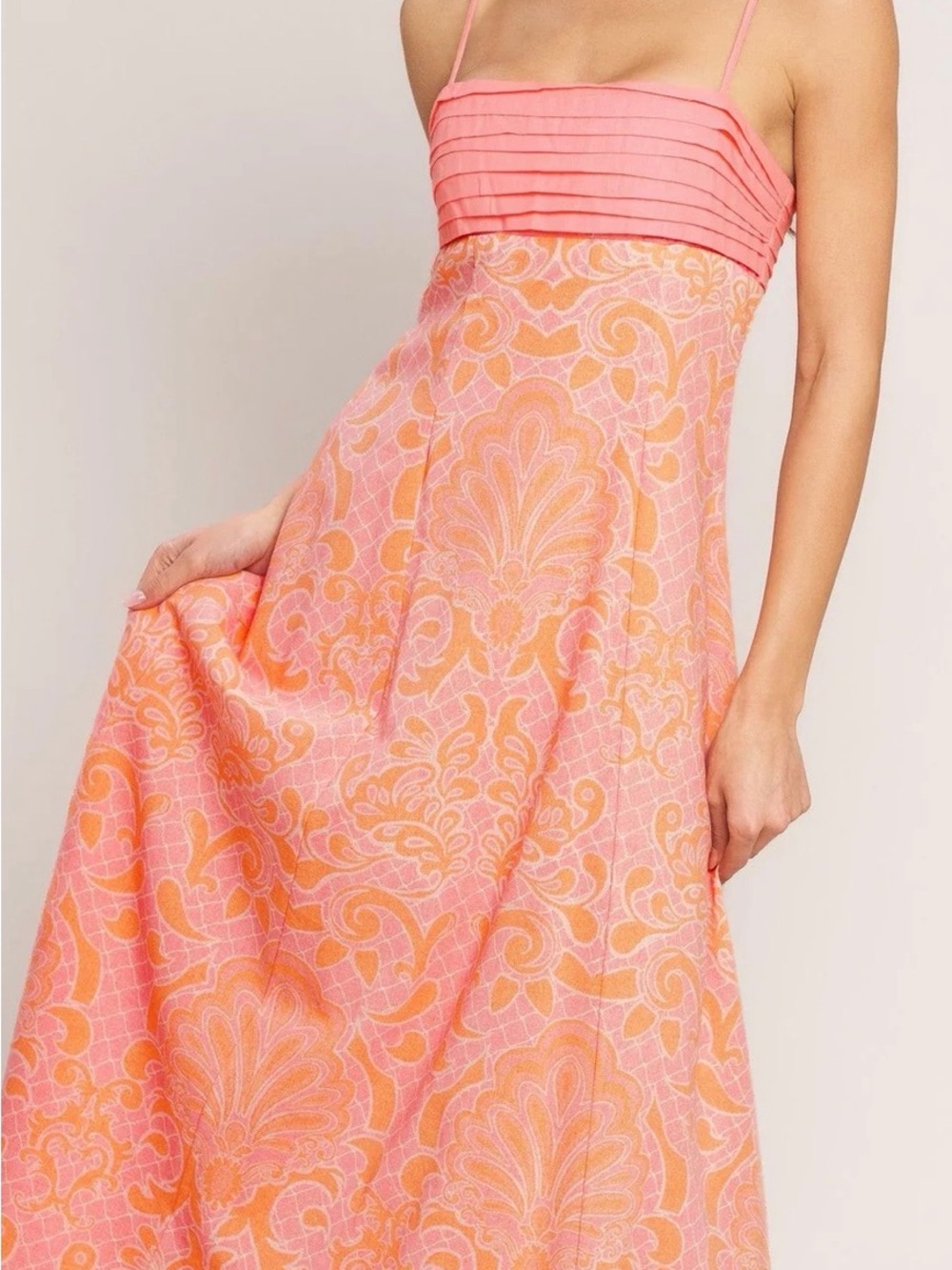Flying Tomato Island Sunset Charm Woven Coral Pink Midi Dress